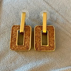 Kate Spade gold & cork earrings.